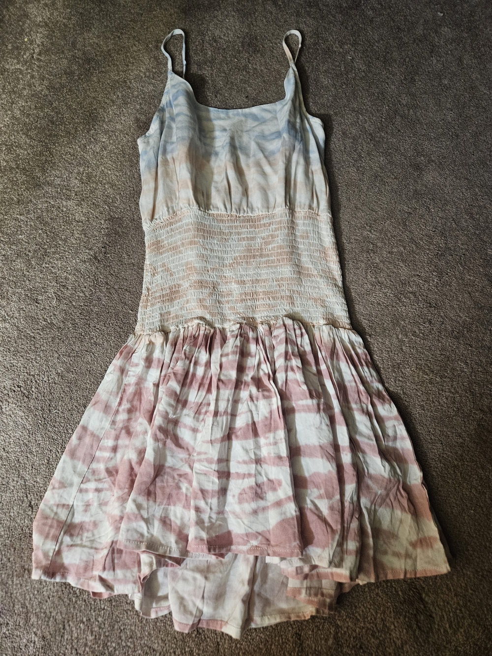 Ocean Drive Light Blue and Blush Tie-Dye Mini Dress